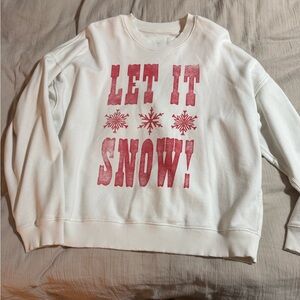 American Eagle Outfitters White and Red 'Let It Snow' Sweater